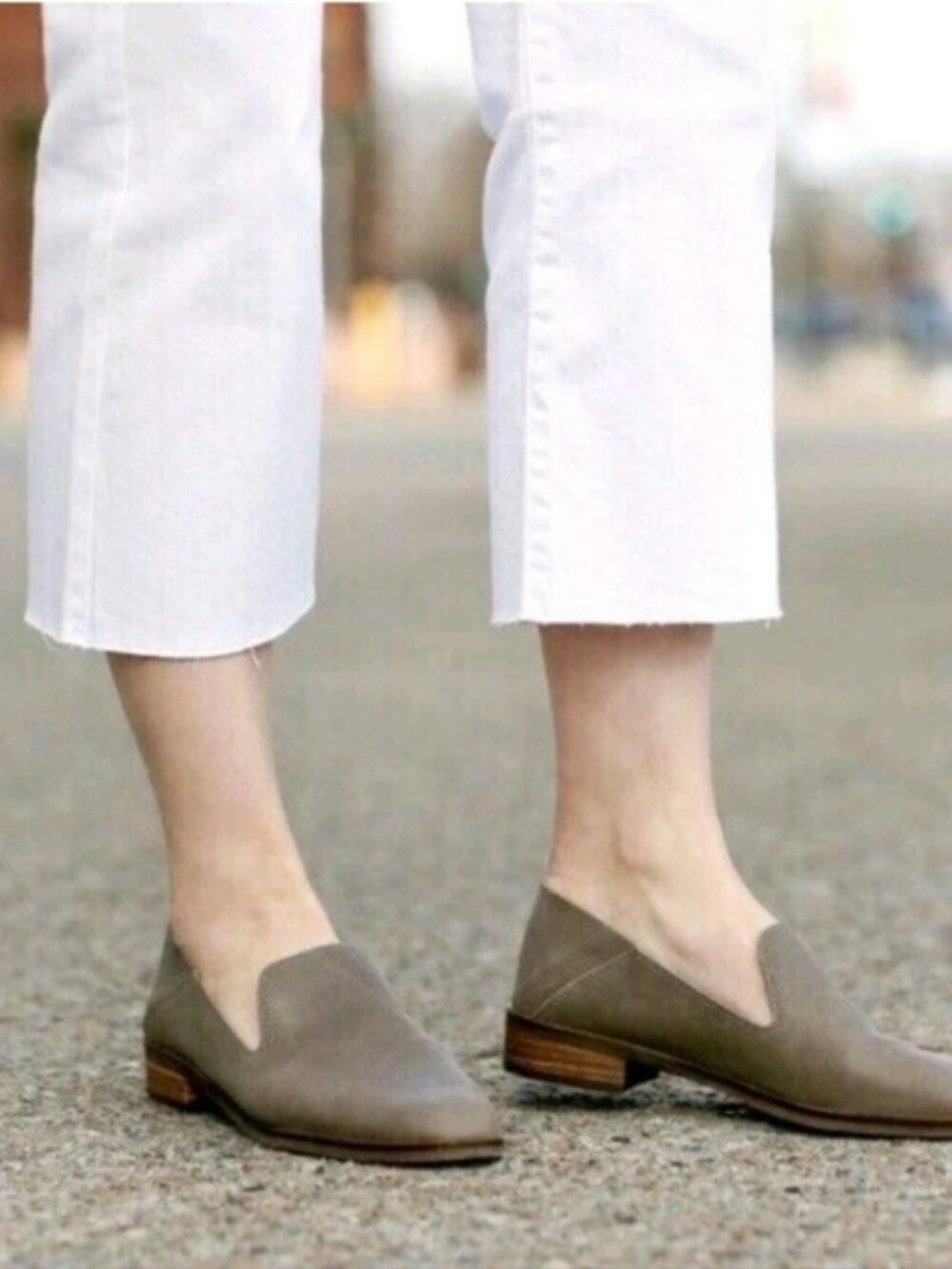 Lucky Brand Olive Taupe Leather Slip-On Loafers